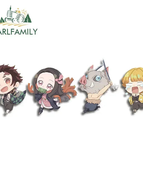 EARLFAMILY 13cm X 3.8cm Anime Running Chibi Car Stickers Trunk Windows Cartoon Decal Personality Kamado Nezuko Car Accessories