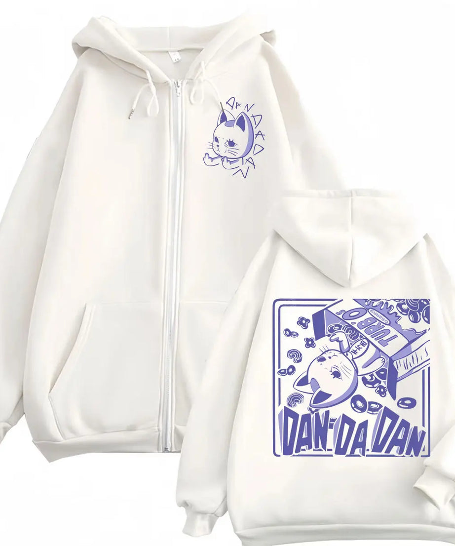 Anime Dandadan Turbo Granny Double Sided Print Zipper Hoodie Manga Style Zip Up Sweatshirts Men Women Casual Pullovers