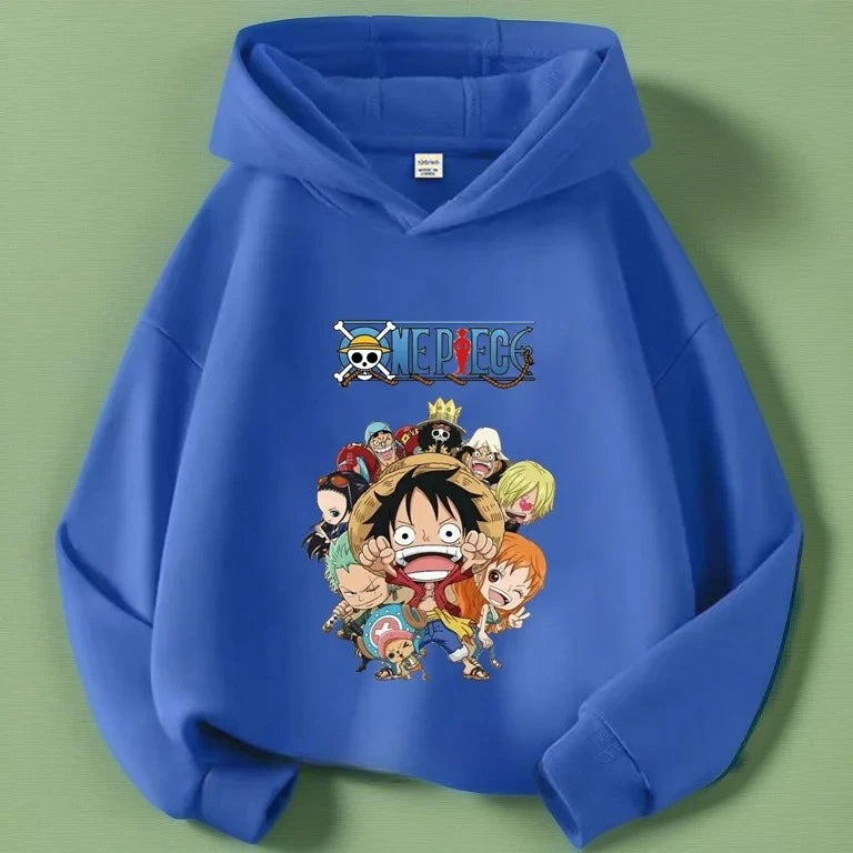 Kids Monkey D. Luffy Anime Fleece Hoodie – One Piece Pullover Sweatshirt 3