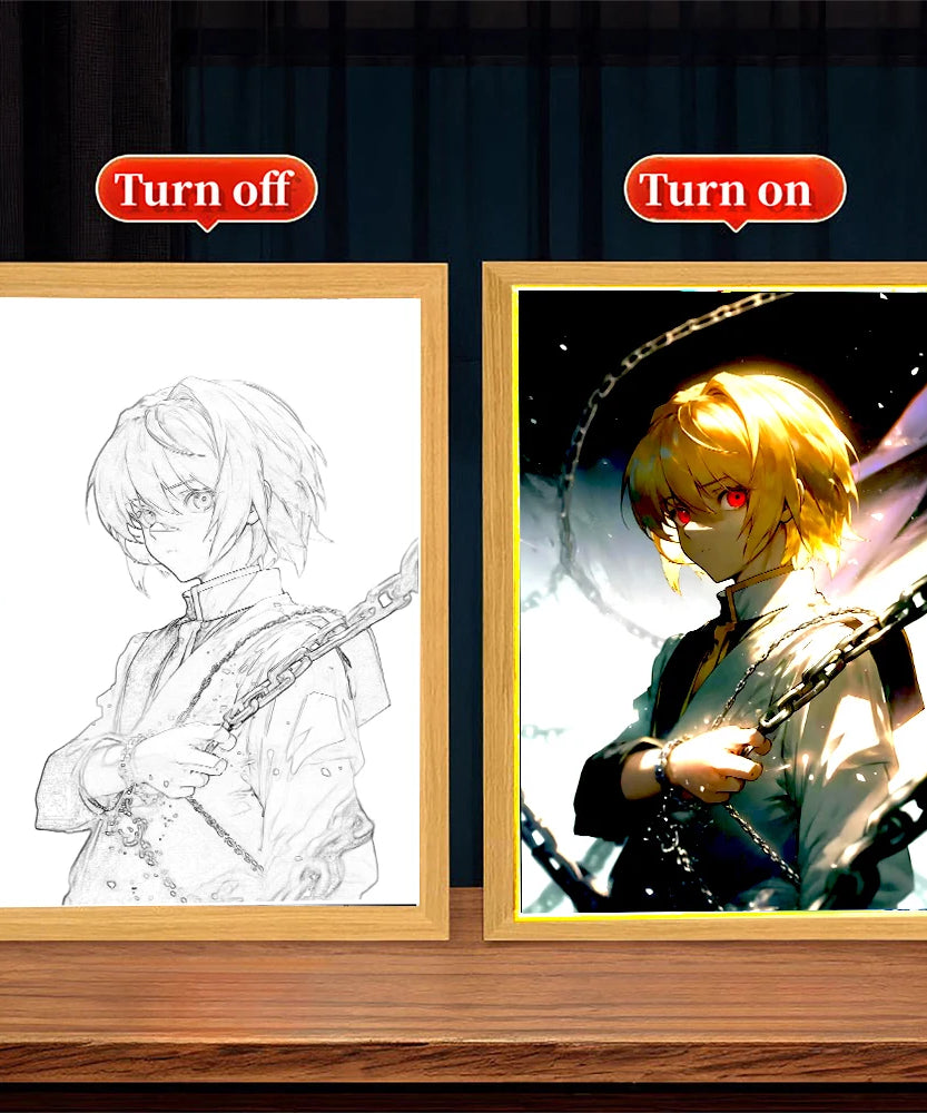 Anime Figure Light Painting Picture Frame Hunter×Hunter Killua Chrollo Led Night Light Moon Lamp Bedroom Home Decor Friends Gift