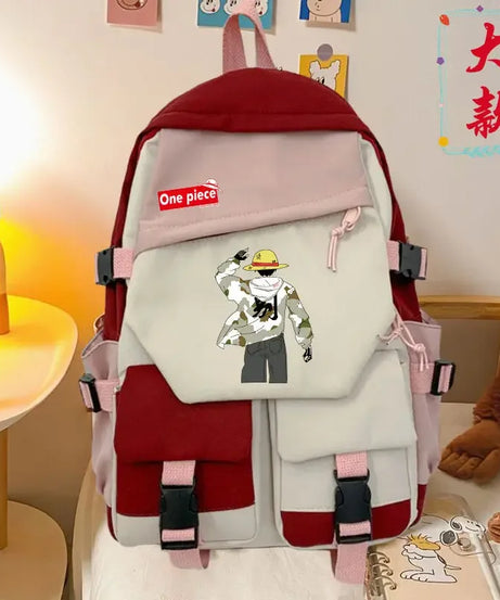 anime One Piece Luffy Zoro anime backpack large capacity student school bag male campus Korean version backpack birthday gift