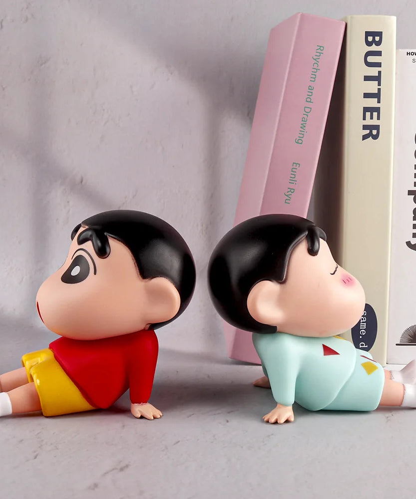 Crayon Shin-Chan Phone Holder Kawaii Anime Desktop Ornaments  Watching TV Phone Support Cute Doll Decorations toy Gifts