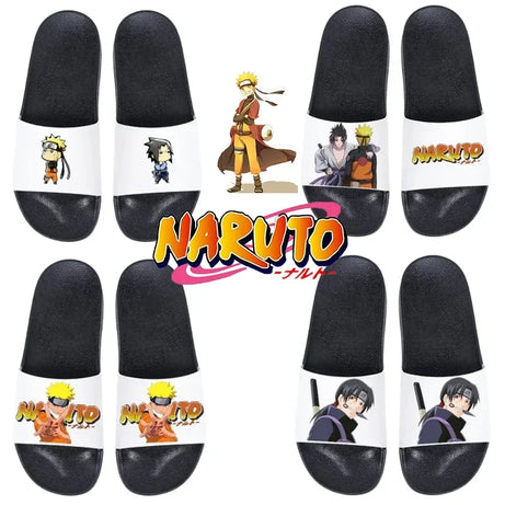 Naruto Sasuke Slipper Summer Men Sandals Comfortable Indoor Casual Shoes Lightweight Rubber Flat Non-slip Wear-Resistant Sandals