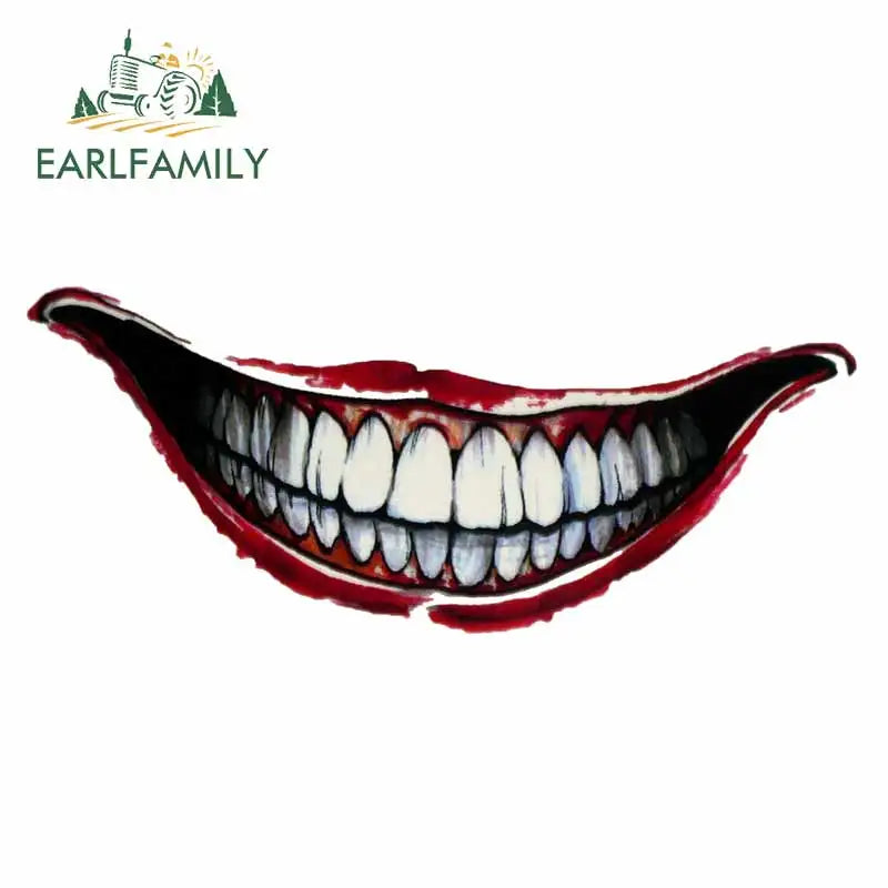 EARLFAMILY 13cm For Scary Devil Tooth Helmet Car Stickers RV JDM Motorcycle Decal Waterproof Camper Van Funny Car Accessories