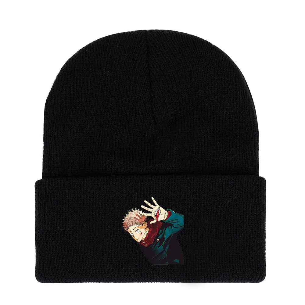 Anime Gojo Satoru Manga Kawaii Hat Autumn Winter Beanies Baggy Jujutsu Kaisen Anime Cat Men Women Knitted Hat