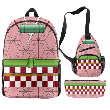 Anime Nezuko 3D School Backpack Set