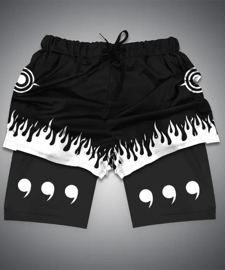 One Piece x Naruto x Dragon Ball 2-in-1 Men’s Gym Shorts – Quick-Dry & Breathable Sportswear