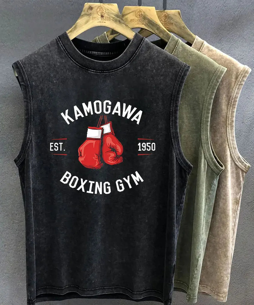 Men's Tank Top Anime Hajime No Ippo Graphic T-shirt Print Oversized Gym Clothing Vintage Wash Sleeveless Vest Womens Y2k Clothes