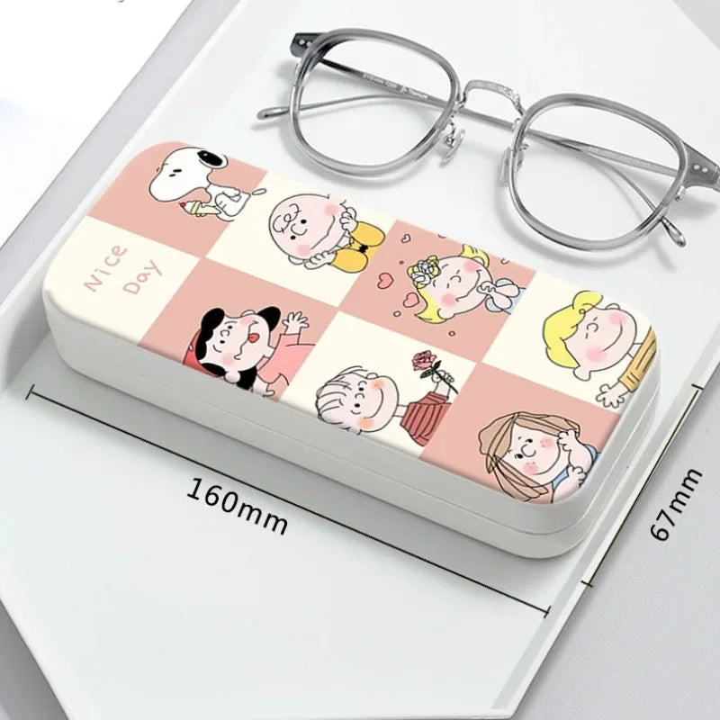 Snoopy Girl Korean Fresh Student Cute Disney Fashion Simple Anti-fall Portable Anti-Stress Folding Glasses Case