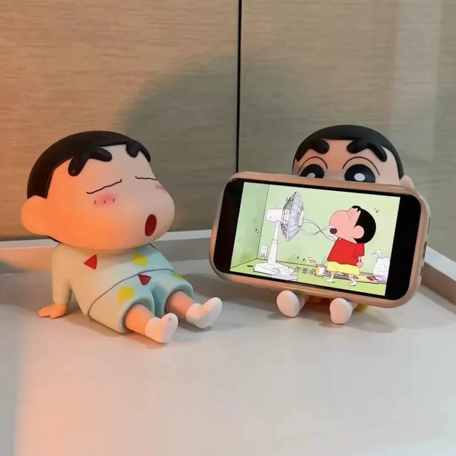 Anime Crayon Shin-chan Mobile Phone Holder Ornament Vinyl Doll