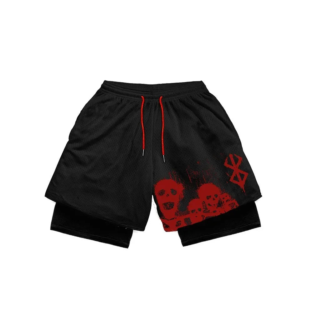 Berserk Guts Anime 2-in-1 Compression Gym Shorts – Quick-Dry Fitness Activewear 5