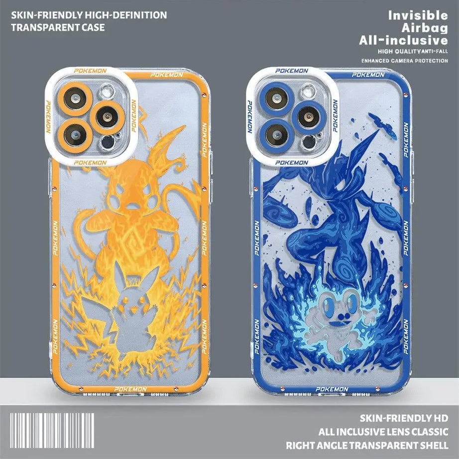 Pokemon Pikachu Phone Case for Apple iPhone 11 13 14 Pro Max 15 Pro 7 8 Plus 12 Mini X XS Max XR SE 2022 Clear Silicone Cover