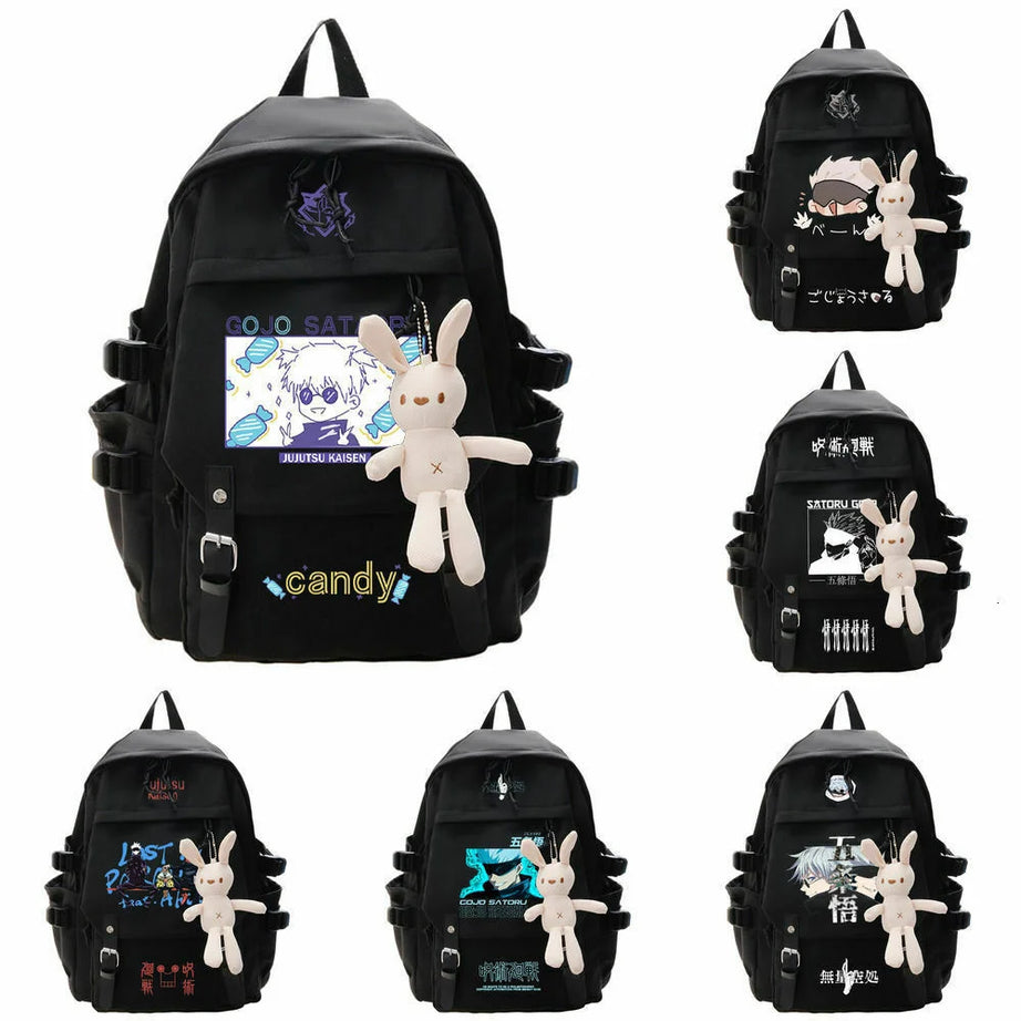 Anime Nylon School Backpack Bookbag Cartoon Jujutsu Kaisen Gojo Satoru Backpack Rucksack Travel Shoulder Bags For Teenagers