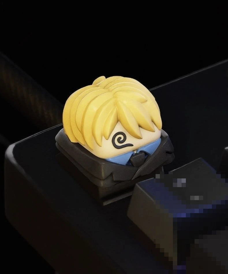 Monkey· D·Luffy cool creative personality kawaii anime peripheral cross axis universal Q version three-dimensional keyboard cap