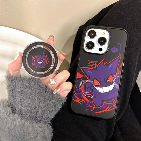 Pokemon Gengar Magnetic Ring Holder Case for iPhone 15 14 13 12 11 Pro Max Wireless Charger Protective Cover Caqa