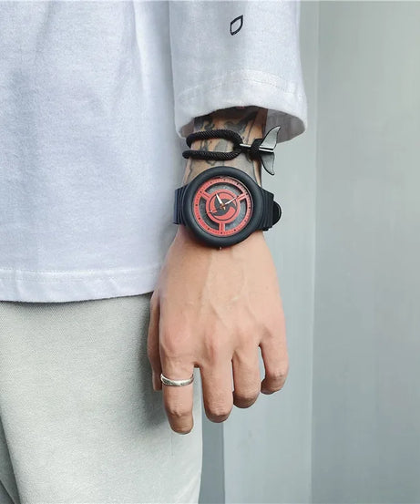 Naruto Sasuke Watch Men Anime Sharingan Fashion Simple Casual Watch Student Mechanical Sports Wristwatch Plastic Watch Band Gift