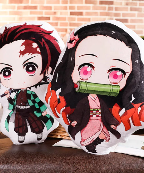 Tanjiro & Nezuko Plush Pillow – Demon Slayer Anime Cushion