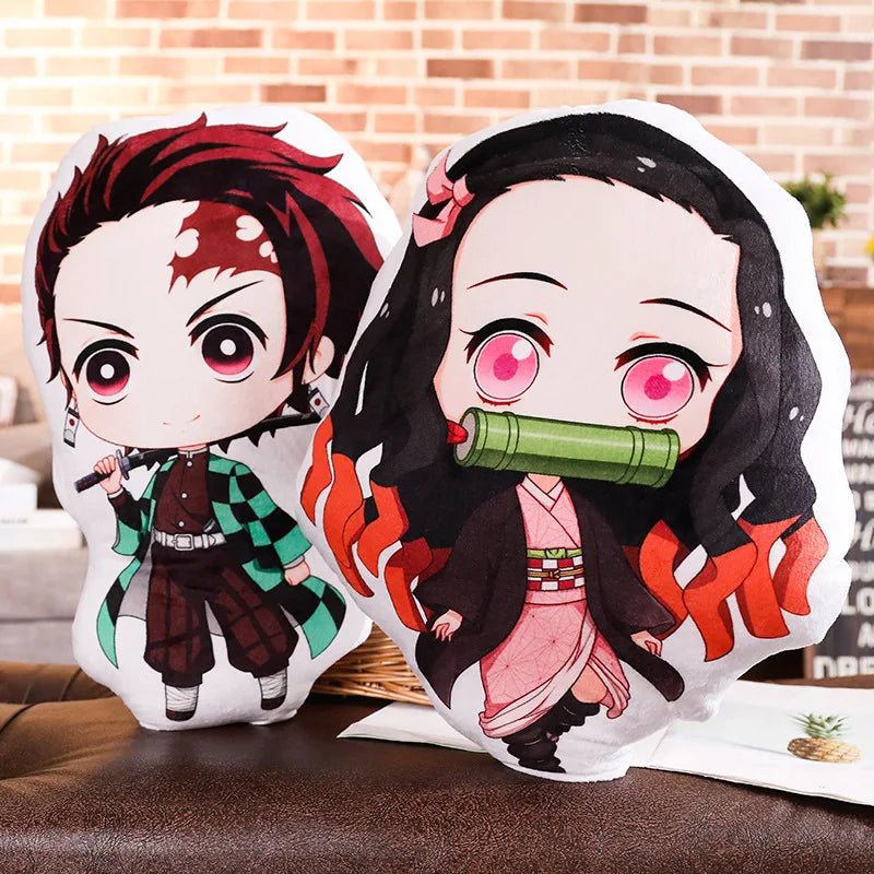 Tanjiro & Nezuko Plush Pillow – Demon Slayer Anime Cushion