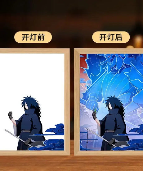 Naruto light painting Kakashi Sasuke Uchiha Madara anime bed head light bedroom creative personality night light holiday gift