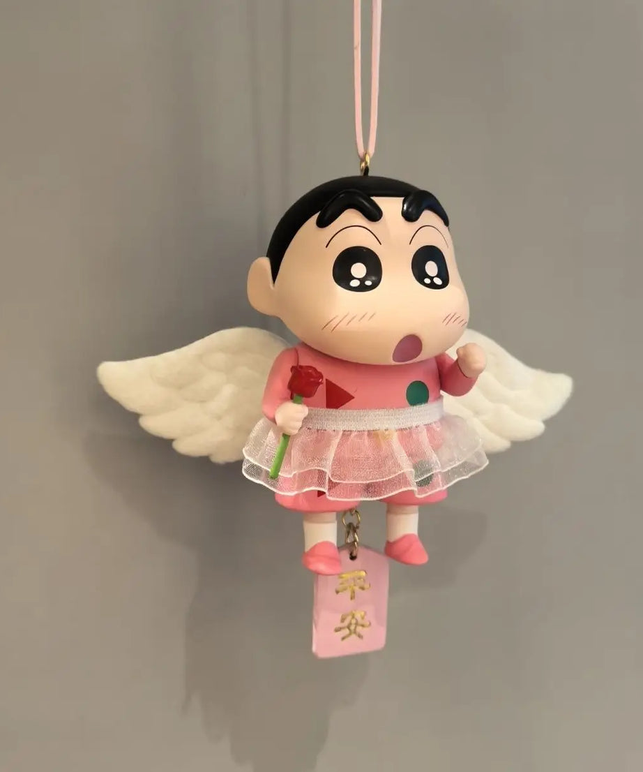 Maid Crayon Shin chan Car Decoration Rear View Mirror Accessories Wings Shin chan Car Decoration Ornament Creative Gift