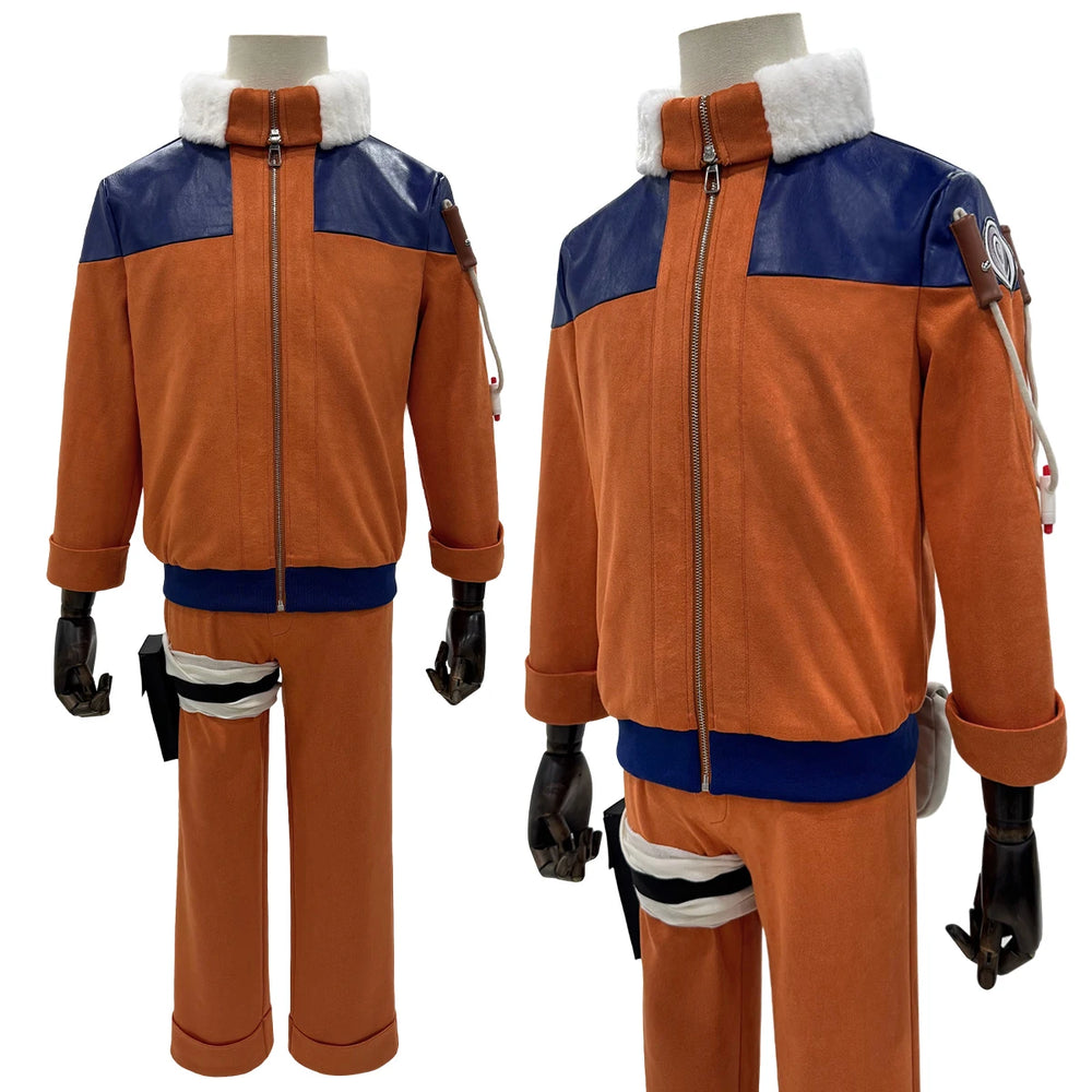 Anime Uzumaki Cosplay Costume – Teenager Orange Jacket, Pants & Bag Set