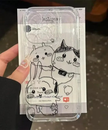 Kawaii Chiikawa Phone Case for Iphone 16 15 14 13 12 11 Pro Max Anime Transparent All-inclusive Cover for Iphone 16pro 15pro