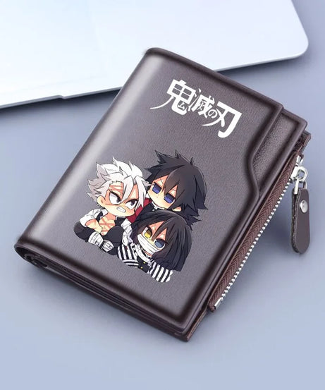 Demon Slayer Wallet Anime Coin Purse Men Credit Card Holder Boy Student Fashion Short Trifold Money Key Storage Pouch