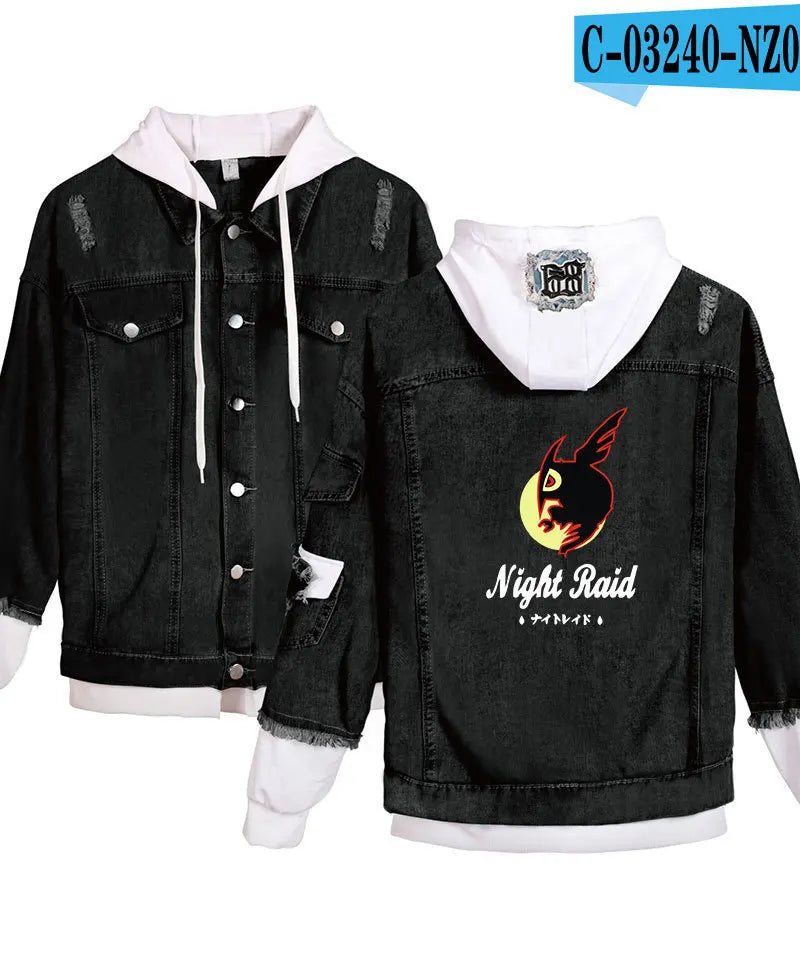 ONE PIECE Anime Chooper Denim Bomber Jacket Hooded Sweatshirt Unisex Ripped Hole Cosplay Hoodie Long-Sleeved Denim Jacket Gift