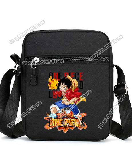 One Piece Men Shoulder Bag Anime Luffy Zoro Boy Oxford Cloth Crossbody Zipper Messenger Bags Outdoor Travel Small Phone Pouch