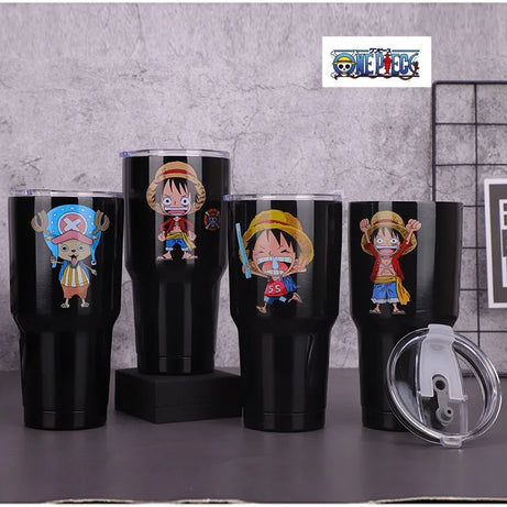 One Piece Monkey D. Luffy Roronoa Zoro 900Ml Water Cup Straw Portable 304 Stainless Steel Thermos Cup Coffee Cups Friend Gift