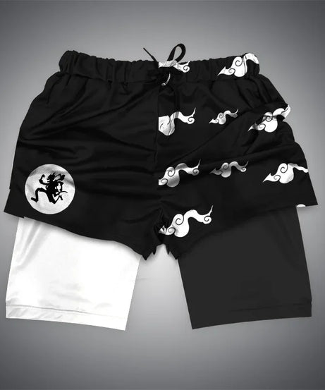 One Piece x Naruto x Dragon Ball 2-in-1 Men’s Gym Shorts – Quick-Dry & Breathable Sportswear
