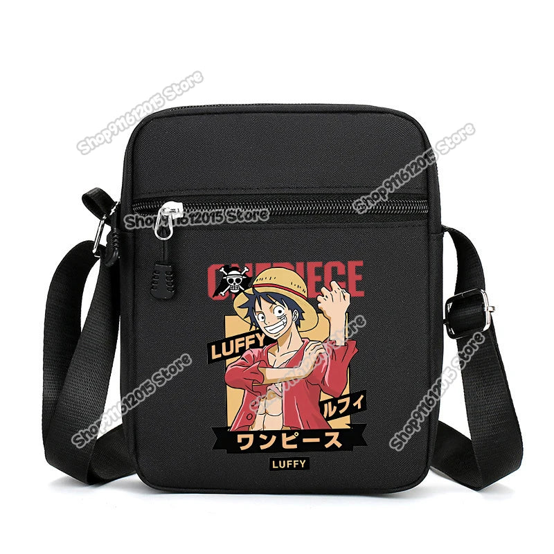One Piece Men Shoulder Bag Anime Luffy Zoro Boy Oxford Cloth Crossbody Zipper Messenger Bags Outdoor Travel Small Phone Pouch