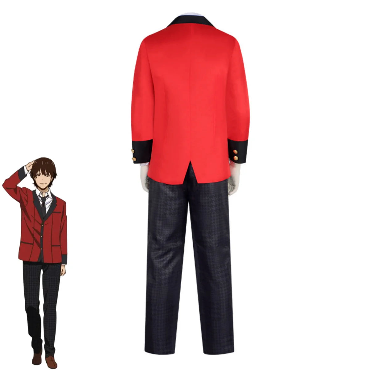 Kakegurui Ryota Suzui Cosplay Costume – Red JK Uniform with Wig for Men