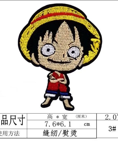 One Piece Luffy Animation Character Embroidery Ironing Cloth Sticker Fashion Clothes DIY Hole Patch Cloth Sticker