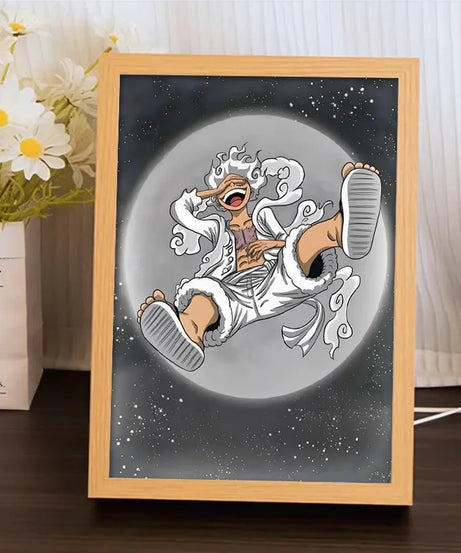 Sun God Nika Luffy Light-Up Frame – One Piece LED Desktop Decor