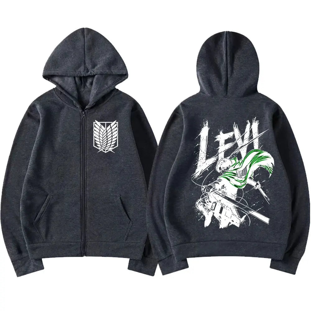 Attack on Titan Levi Ackerman & Eren Jaeger Graphic Zip-Up Hoodie 4
