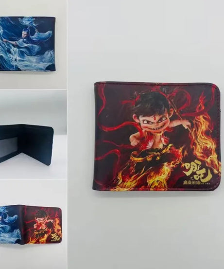 Nezha Devil Child Naohai Personalized Wallet Two-Color Painted PU Card Pack Multi-function Convenient Coin Clip Card Pack