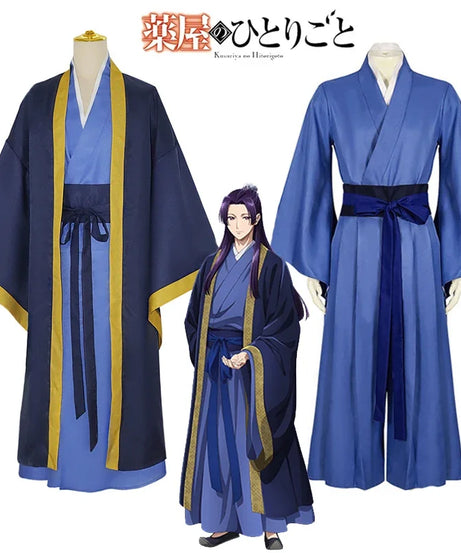 Anime The Apothecary Diaries Jinshi Cosplay Costume Wig Blue Robe Uniform Headwear Kusuriya No Hitorigoto Halloween Women Men