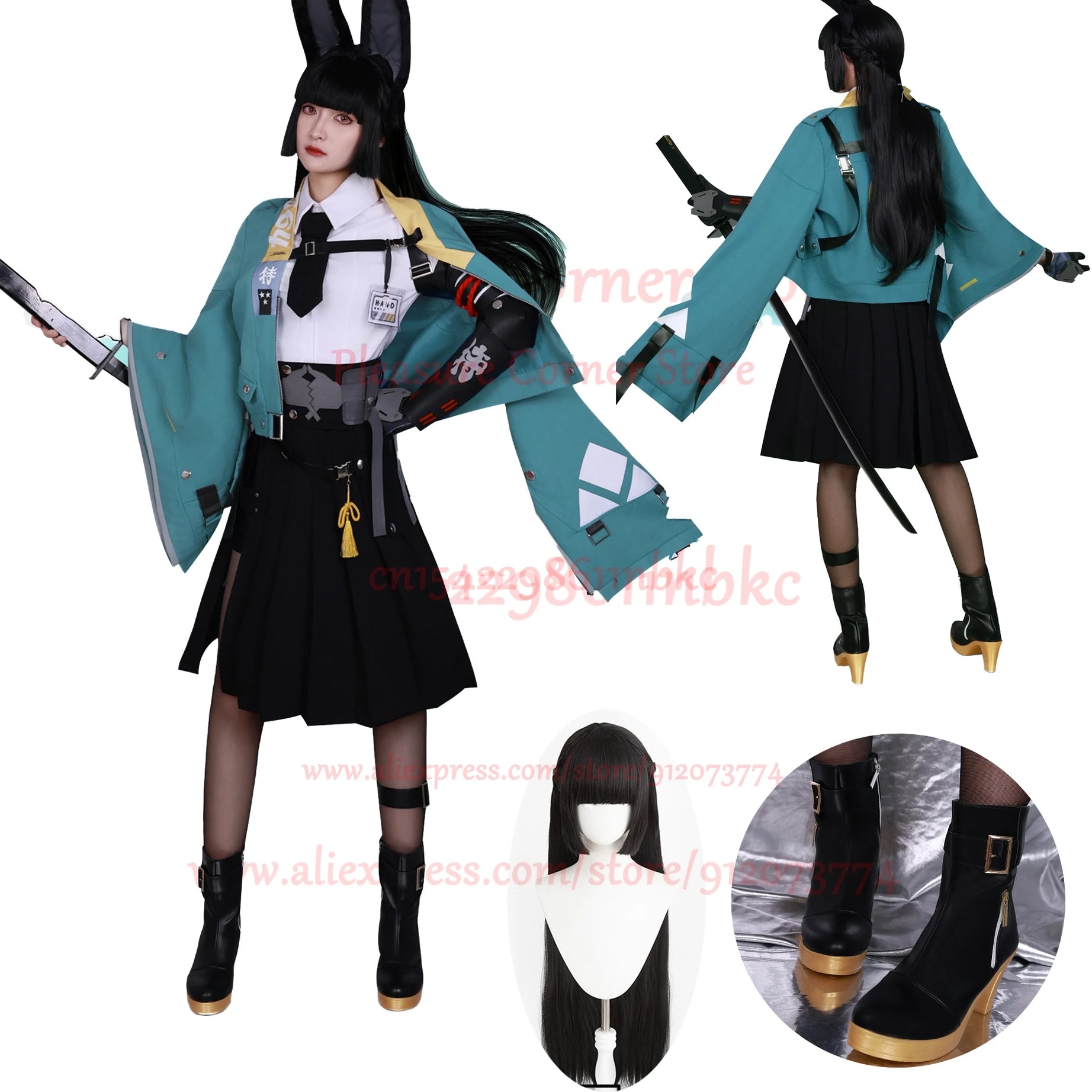 XS-3XL Hoshimi Miyabi Cosplay Game Zenless Zone Zero Hoshimi Miyabi Cosplay Full Fet Suits Costume Dress Wig Shoes Prop