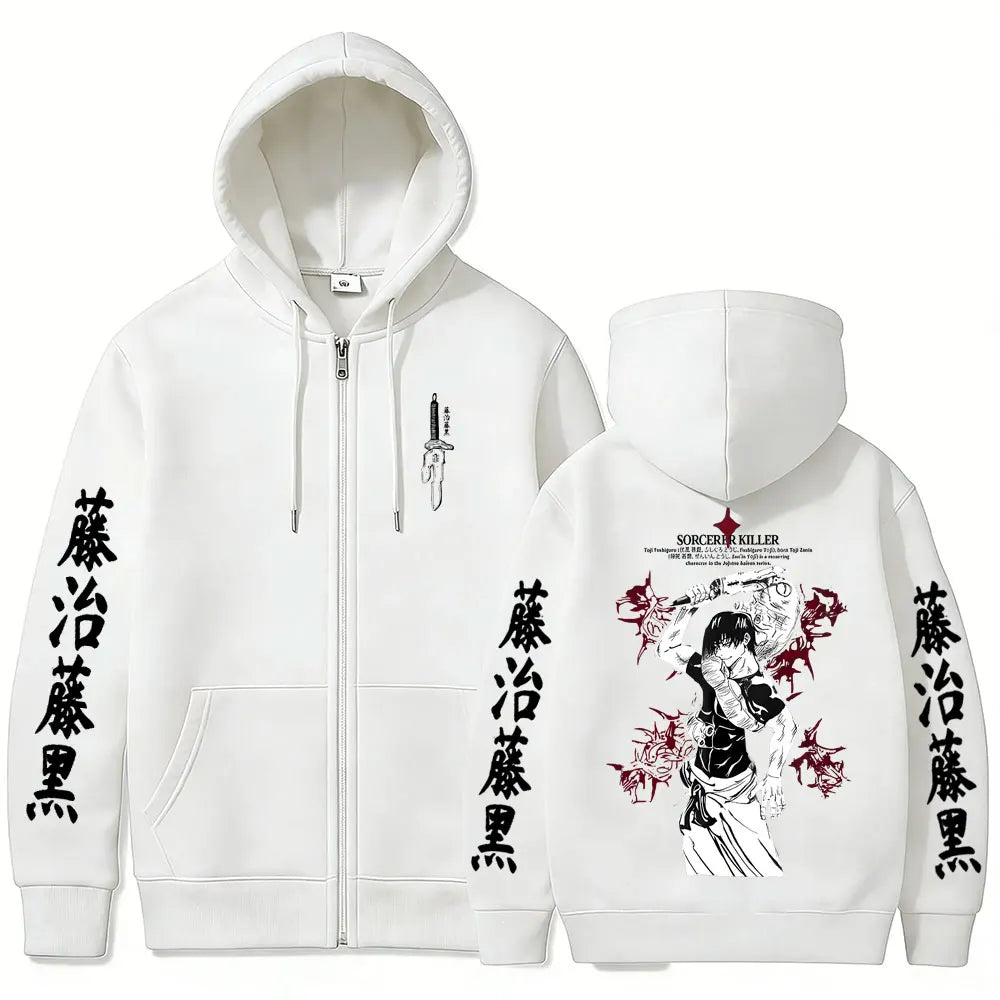 Jujutsu Kaisen Fushiguro Toji Sorcerer Killer Zip-Up Hoodie – Anime Manga Oversized Jacket 3