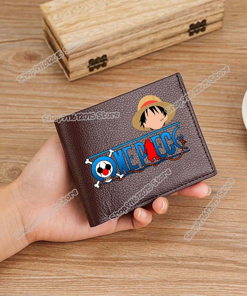One Piece Pu Leather Wallet for Men Foldable Short Wallets Luffy Zoro Chopper Coin Purse Man Multi-slot Credit ID Card Holder