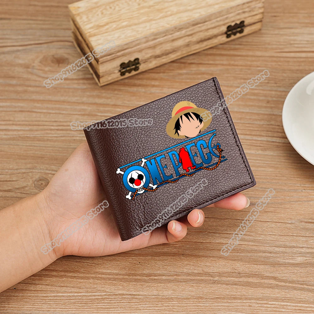 One Piece Pu Leather Wallet for Men Foldable Short Wallets Luffy Zoro Chopper Coin Purse Man Multi-slot Credit ID Card Holder