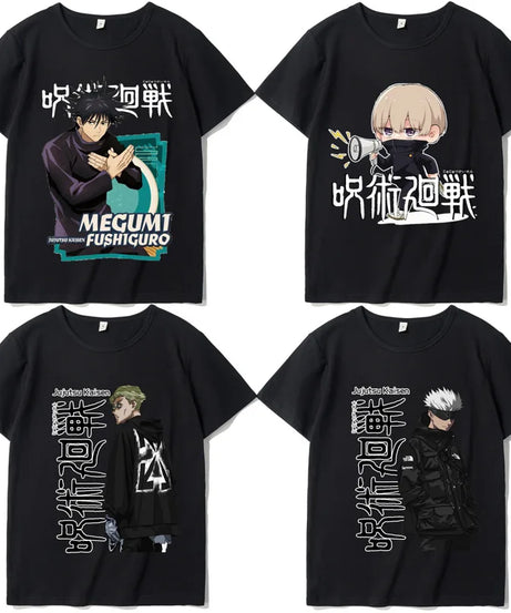 New Summer Jujutsu Kaisen Anime Itadori Yuji Gojo Satoru Printed 100% Cotton T-shirt Outdoor Casual Comfortable Streetwear
