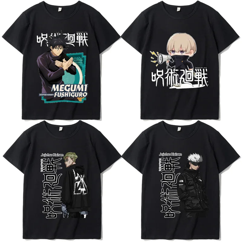 New Summer Jujutsu Kaisen Anime Itadori Yuji Gojo Satoru Printed 100% Cotton T-shirt Outdoor Casual Comfortable Streetwear