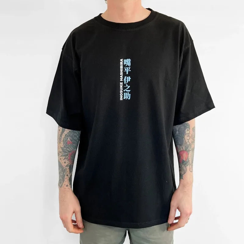 Demon Slayer Anime Hashibira Inosuke Printed T-Shirt Summer New Men's Japanese Harajuku Loose Casual Kids Parent-Child Top