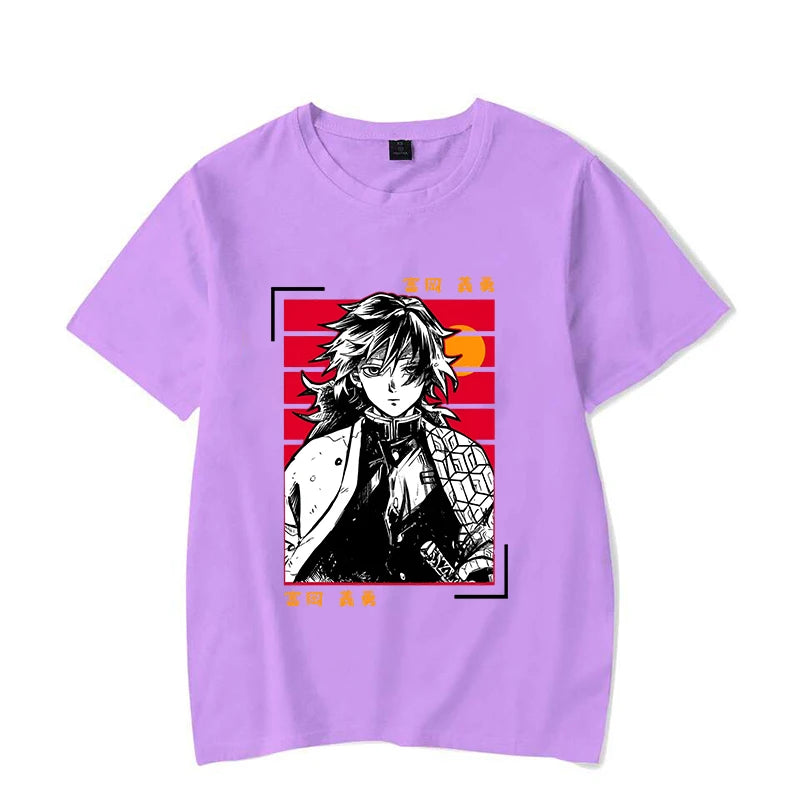 Hot Anime Tomioka Giyuu Printed T-shirts for Women Men Summer Tee Shirt Summer Casual Short Sleeve Round Neck Tops T-shirts