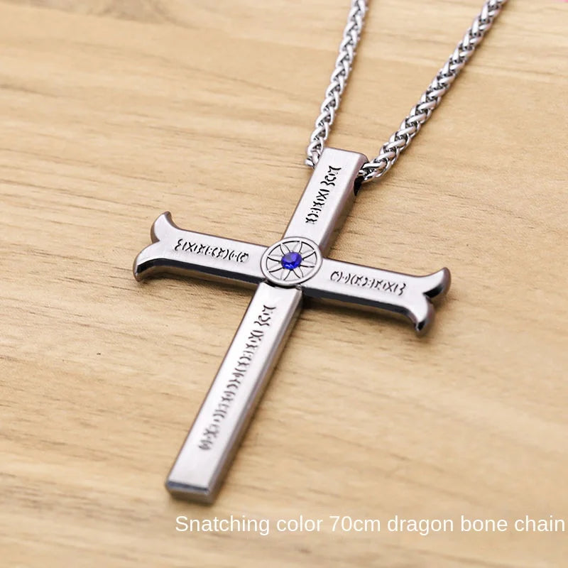 New One Piece Necklace Hawkeye Mihawk Necklace Black Blade Night Anime Peripheral Student Men and Women Pendant with Sheath Gi
