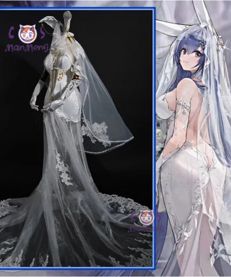USS NEW JERSEY BB-62 Azur Lane Big J Black Dragon Cosplay Costume Dress Headdress Prop Gloves Halloween Women Wedding Dress