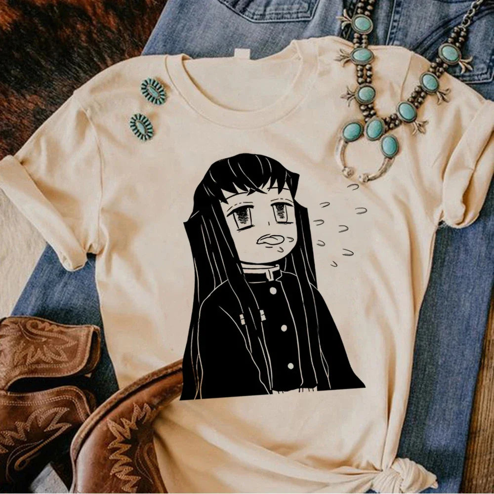 Demon Slayer Muichiro Tokito Vintage Graphic T-Shirt Harajuku Mist Hashira Summer Tee 4