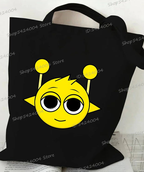 Anime Sprunki Incredibox Game Handbags Women Men Large Capacity No Zipper Canvas Tote Bag Sprunki Figure Shoulder Bag